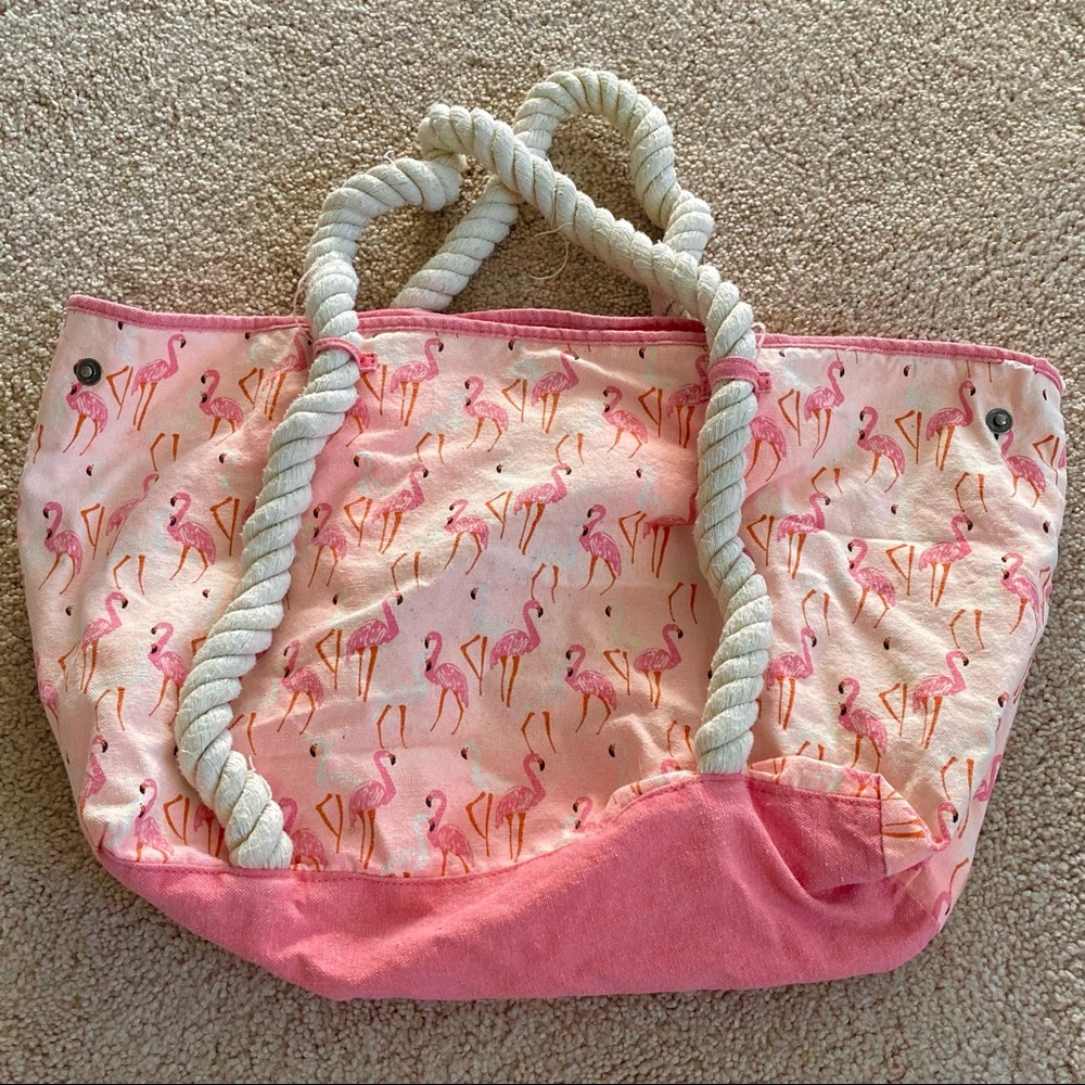 Flamingo beach tote